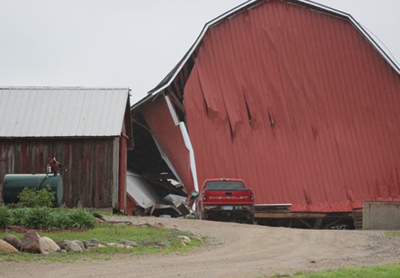 tornado damaged barns from Barryville Road