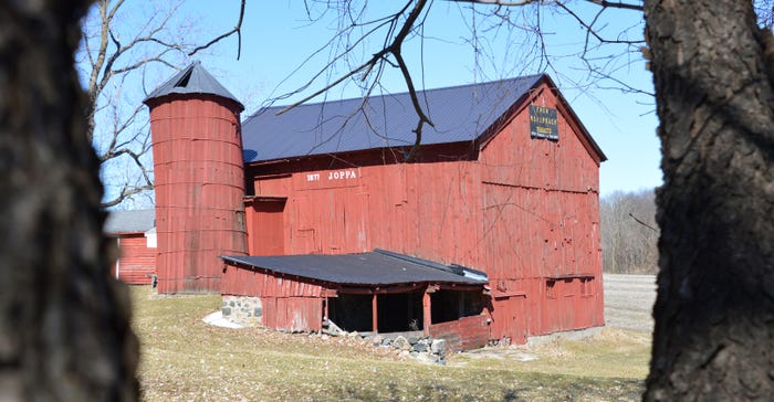 Hibbard barn- red painted barn and silo