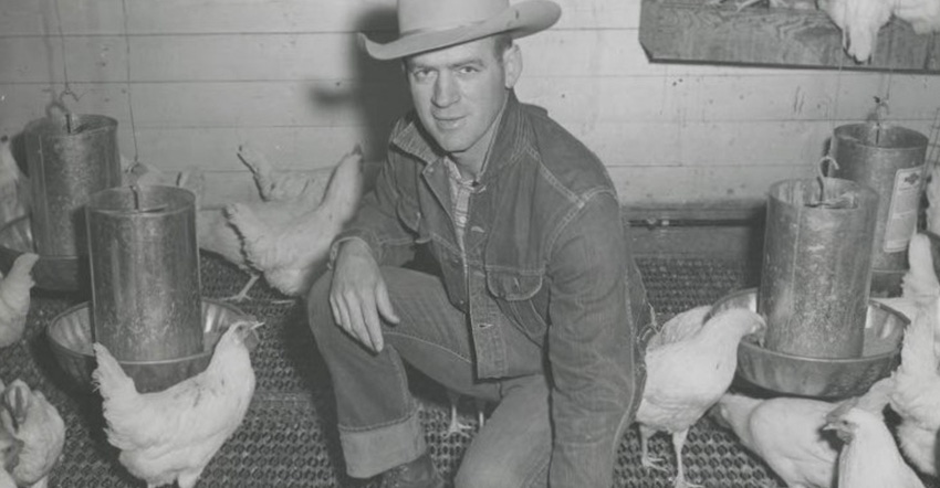 photo of Patrick Sauble from the 1960s was taken on his egg farm, known as Pat and Mary’s Cackleberries
