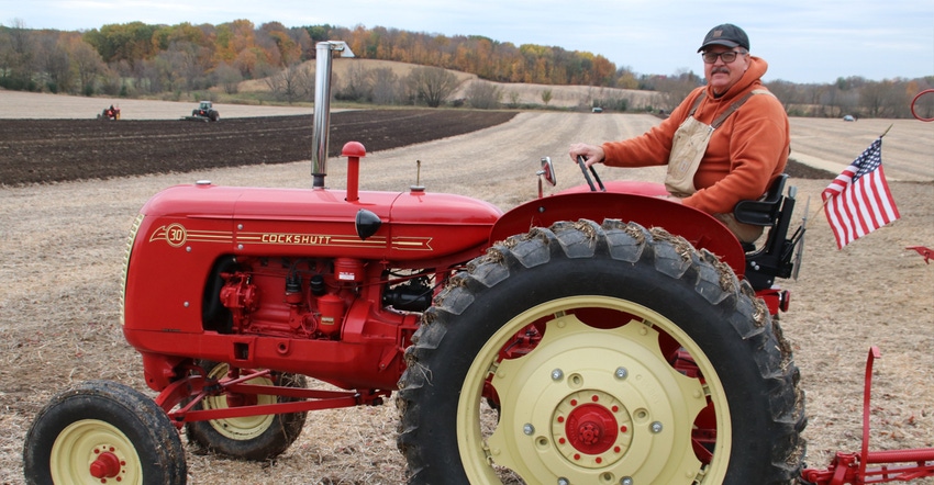 George Mayer with his Cockshutt 30 tractor George Mayer with his Cockshutt 30 tractor