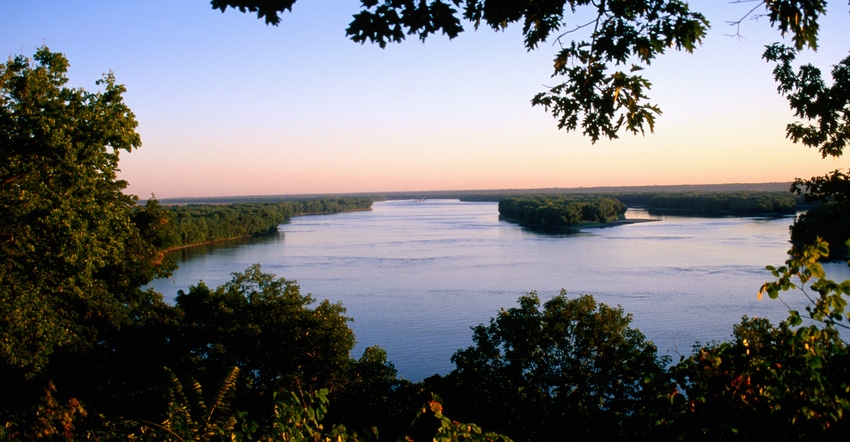 Mississippi river at dawn
