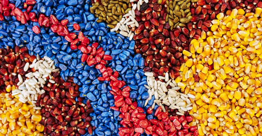 A rainbow of treated seed A rainbow of treated seed
