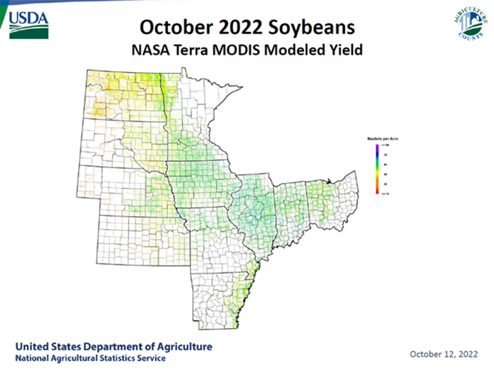 October 2022 soybean NASA modeled yield