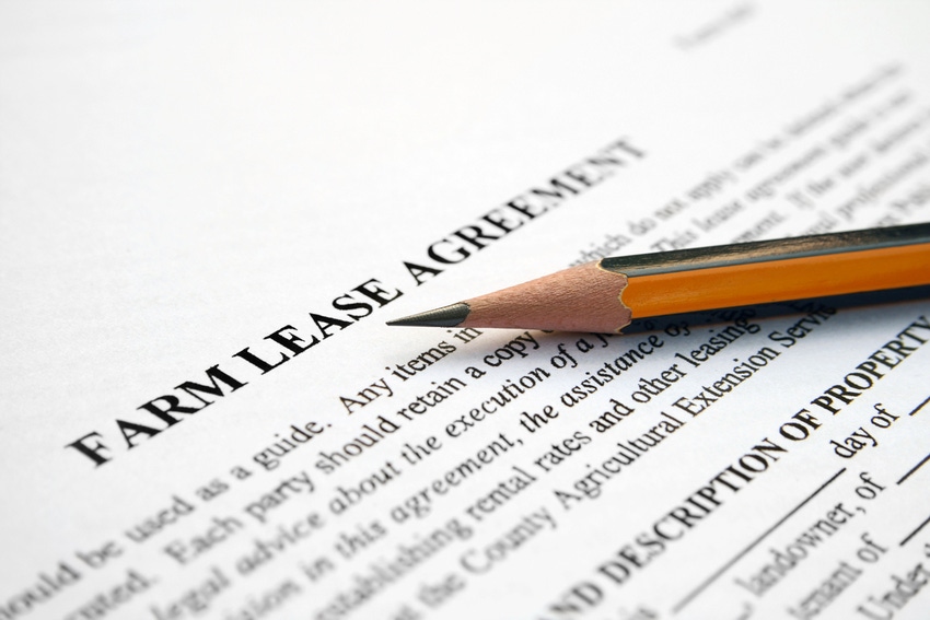 Farm lease agreement document with pencil.