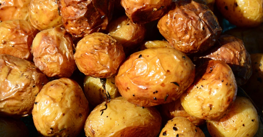 Close up of baked potatoes