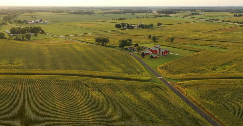 aerial view of rural farm 