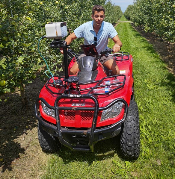 Vivid XV sensor made by Vivid Machines undergoes testing in an orchard 