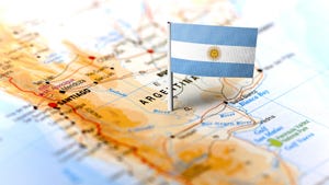 Map of Argentina with flag pin