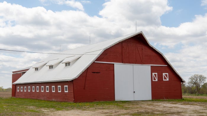 Large red barn with gambrel roof