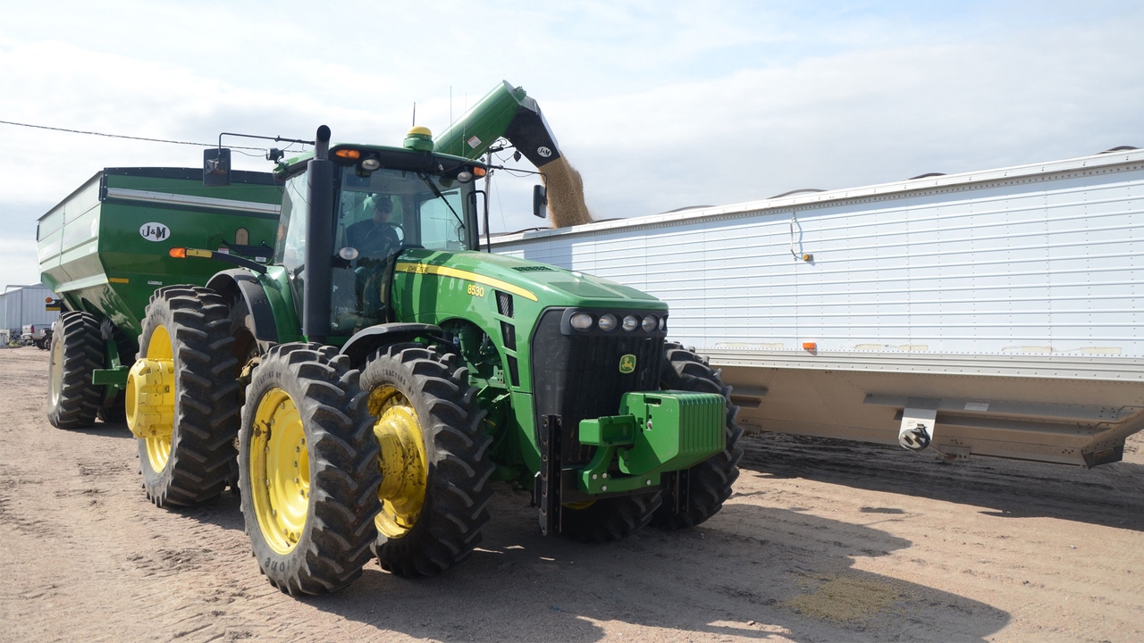 Combine emptying grain
