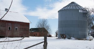 Farm in snowy winter