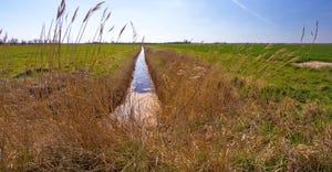 drainage ditch between two fields