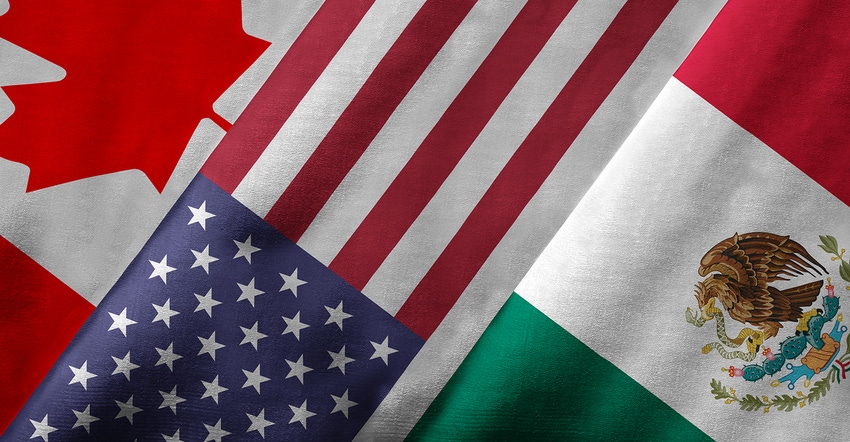 Canada, U.S. and Mexico flags