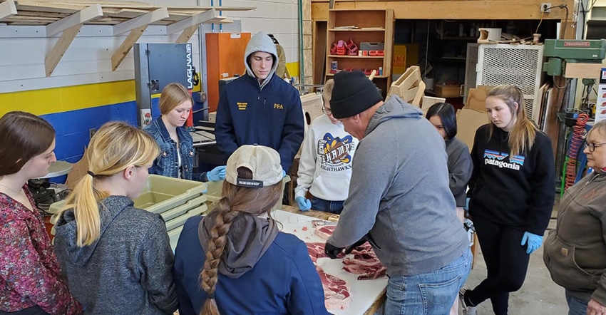 Students learning about Beef