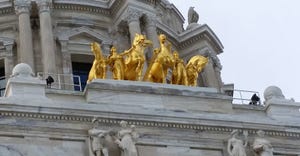 Gold artwork on the Minnesota State Capitol building in St. Paul, Minn.