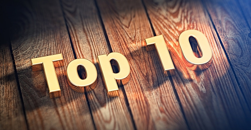 Top 10 letters on wooden background