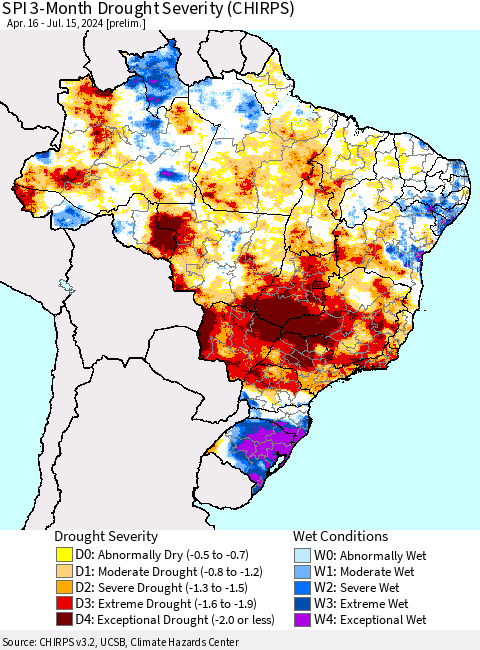 Brazil drought severity map