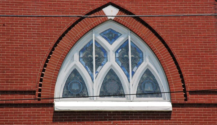 stained glass windows on the Hardin United Methodist Church 