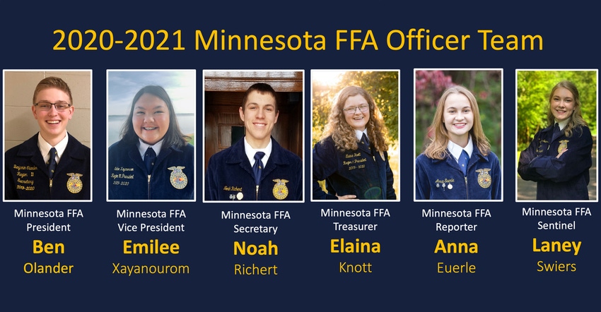 2020-21 Minnesota FFA officer team