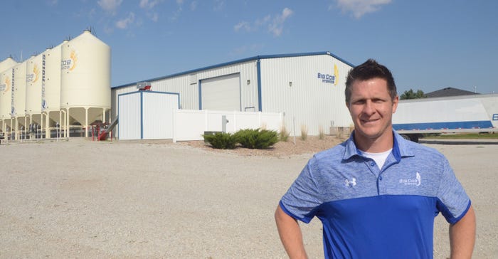 Ben Benson, Big Cob Hybrids president and owner, stands in front of one of the company's warehouses at its headquarters in Se Ben Benson, Big Cob Hybrids president and owner, stands in front of one of the company's warehouses at its headquarters in Se