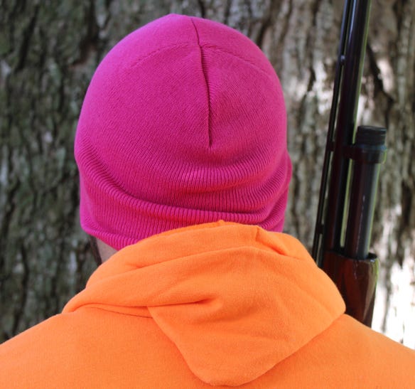 pink hat on hunter