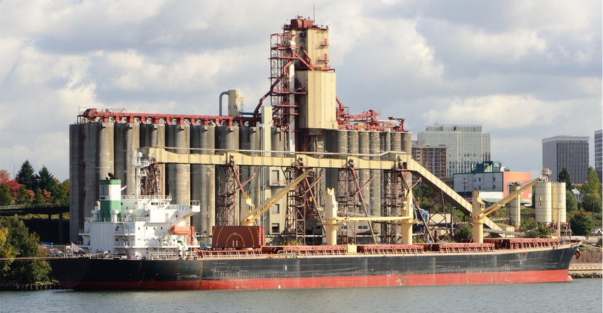 Grain ship at dock