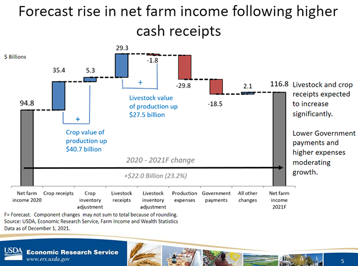 Forecast rise in net farm income following higher cash receipts