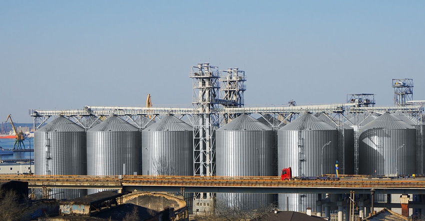 Big silos at a dock