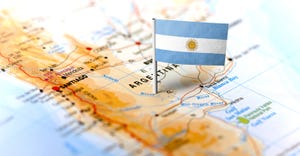 map of Argentina with flag pin
