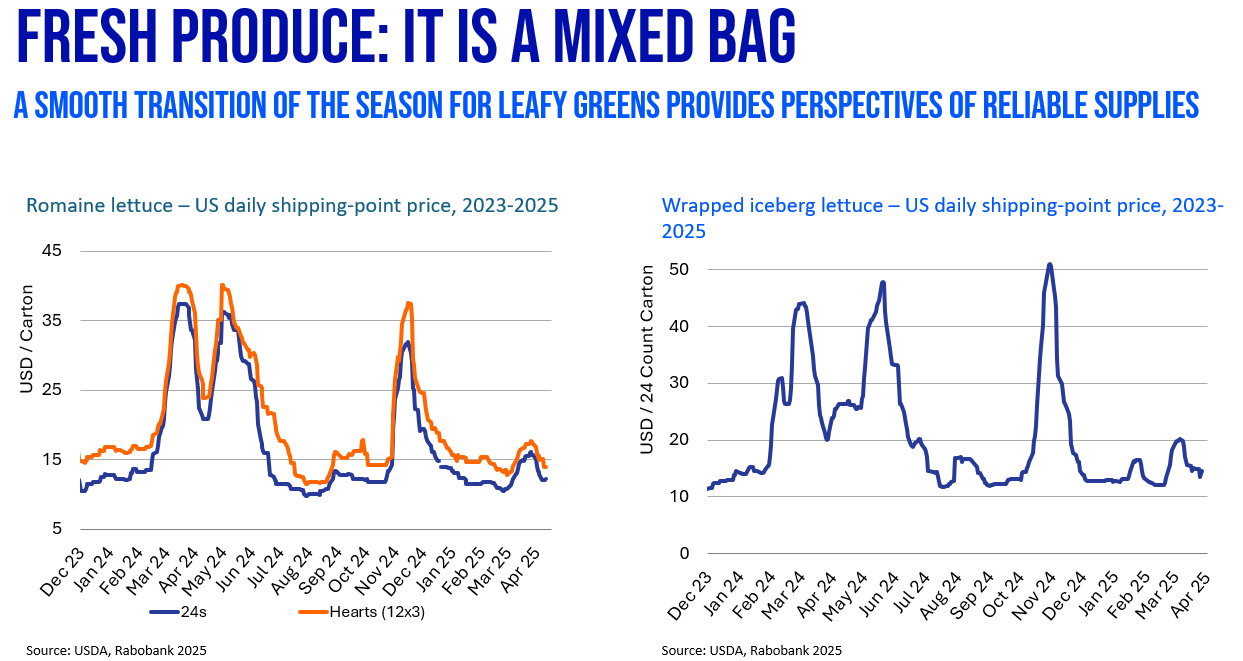 Graphs of price changes for Romaine lettuce and wrapped iceberg lettuce