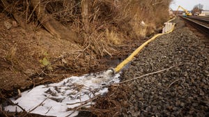  Water is rerouted near the site of a train derailment in East Palestine, Ohio
