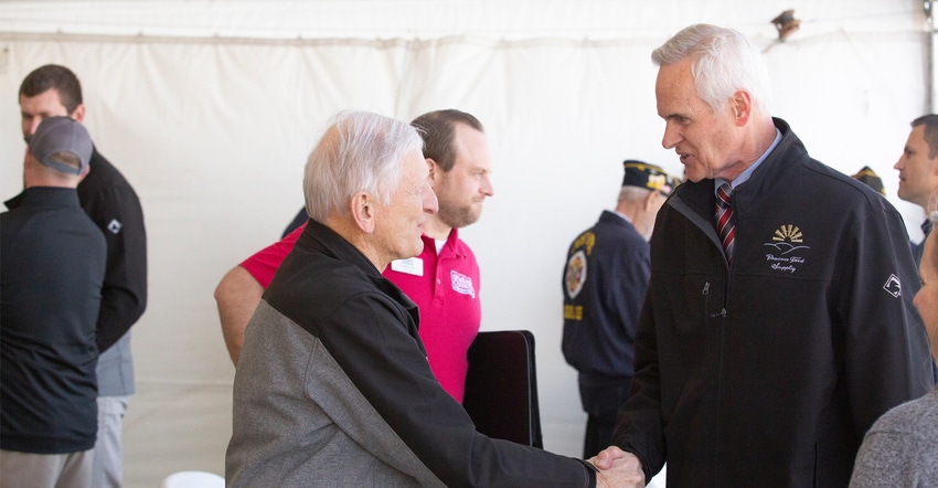 CEO of Beck’s, Sonny Beck greeting Nebraska Lt. Gov. Mike Foley 