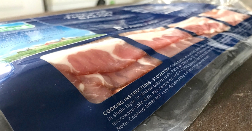 package of bacon closeup