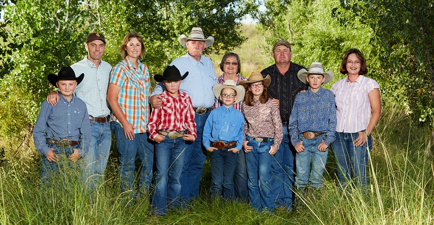 The Switzer Ranch family includes Emmett, Mark, Sarah, and Henry Sortum, Bruce and Sue Ann Switzer.  Alfred, Ella, Adam, Davi