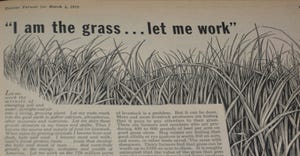 newspaper article from 1950 Kansas Farmer magazine about  the value of grazing land forages in the production of beef and con