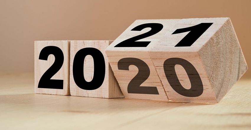 Close up of wooden toy blocks with numbers on them, a concept of changing from the year 2020 to 2021