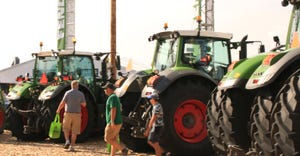 Fendt tractors lined up at Farm Progress Show