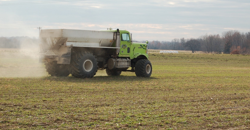 truck applying fertilizer