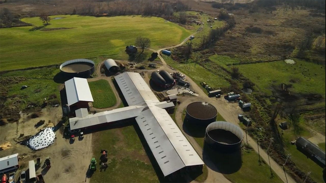 Aerial view of a dairy operation