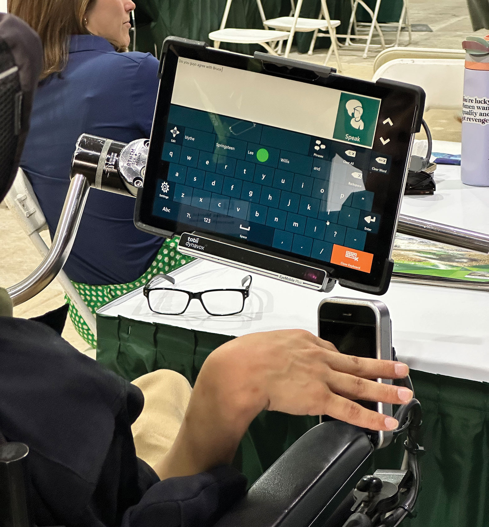 HIGH TECH: Cesar Delgado uses specialized technology to communicate with his guests. 