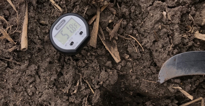 thermometer measuring soil temperature