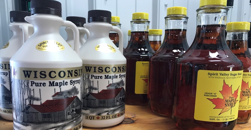 bottles of Wisconsin pure maple syrup