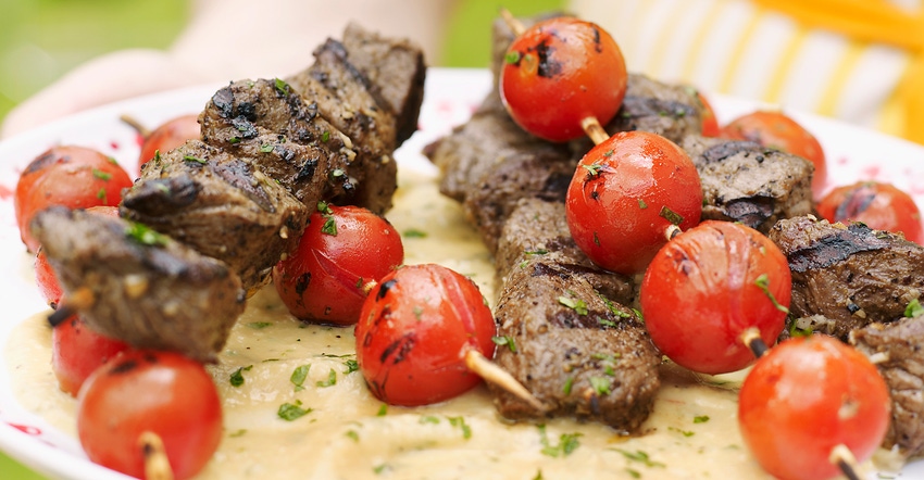 lamb kabobs on plate