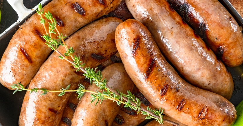 grilled sausages closeup