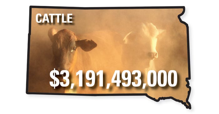 South Dakota cattle value