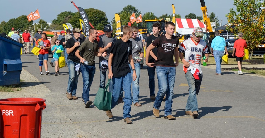 Students and attendees walking and interacting at Farm Science Review from a previous year