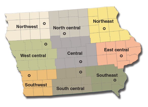 Iowa land values map