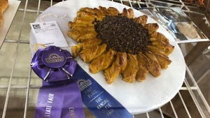 pastry with first-place ribbon from Kansas State Fair