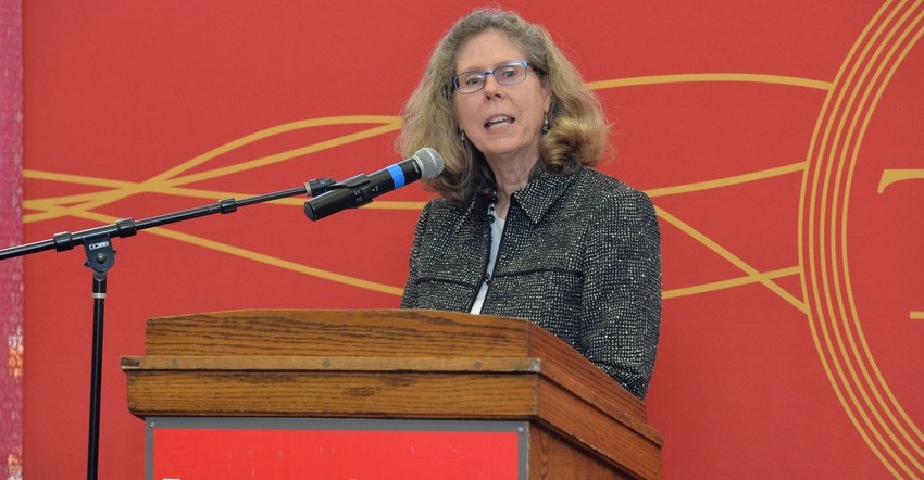 Wendy Wintersteen at a podium