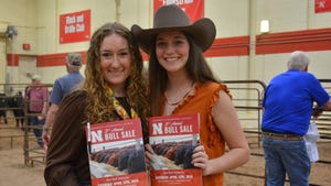  UNL students, McKenna Carr and Brooke Ehlersto marketing bulls for the annual UNL bull sale
